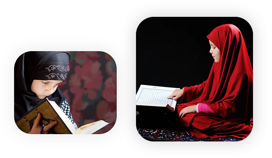 Two children learning the Quran online